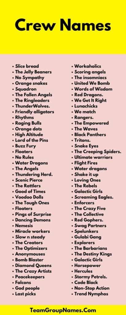 650+ Crew Names [Cool, Good, Unique, Funny, Badass]