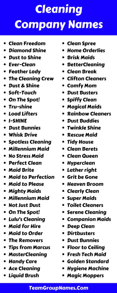 Cleaning Company Names Ideas
