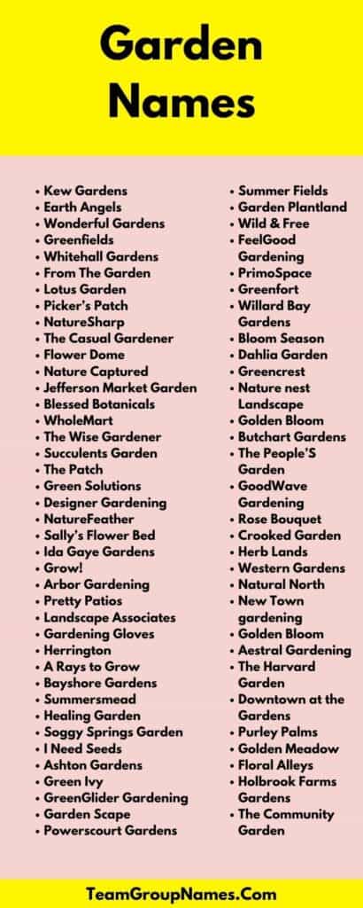 Garden Names [2024] 660+ Creative, Catchy, Cute Names For Gardens