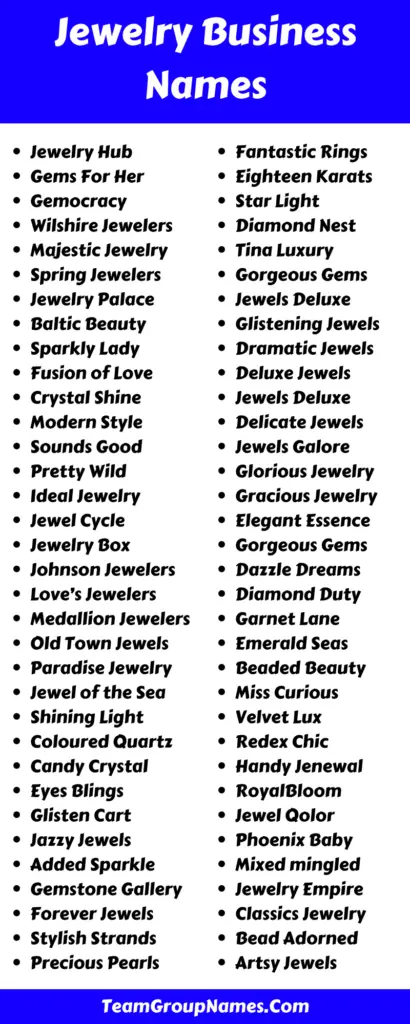 Jewelry Business Names Ideas