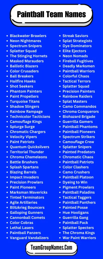 Paintball Team Names (Infographic)