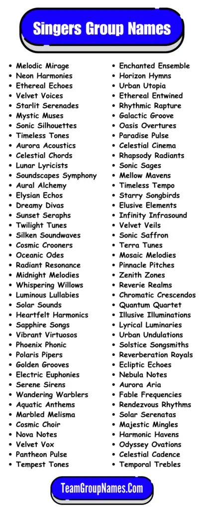 Singers Group Names (Infographic)