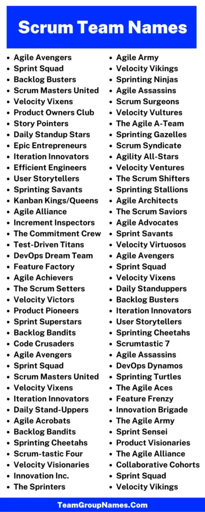 Scrum Team Name Ideas