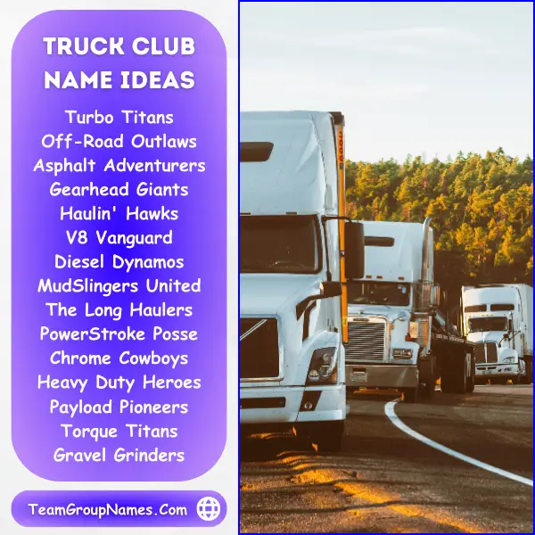 Truck Club Name Ideas