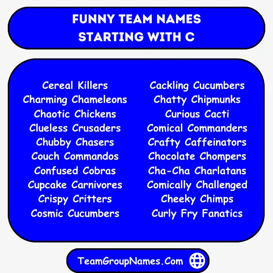 Funny Team Names Starting With C