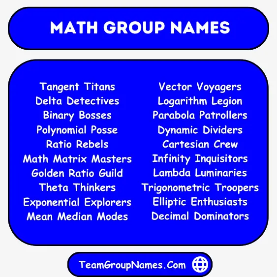 Cool Names For Math Groups