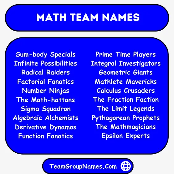 Cool Names For Math Team