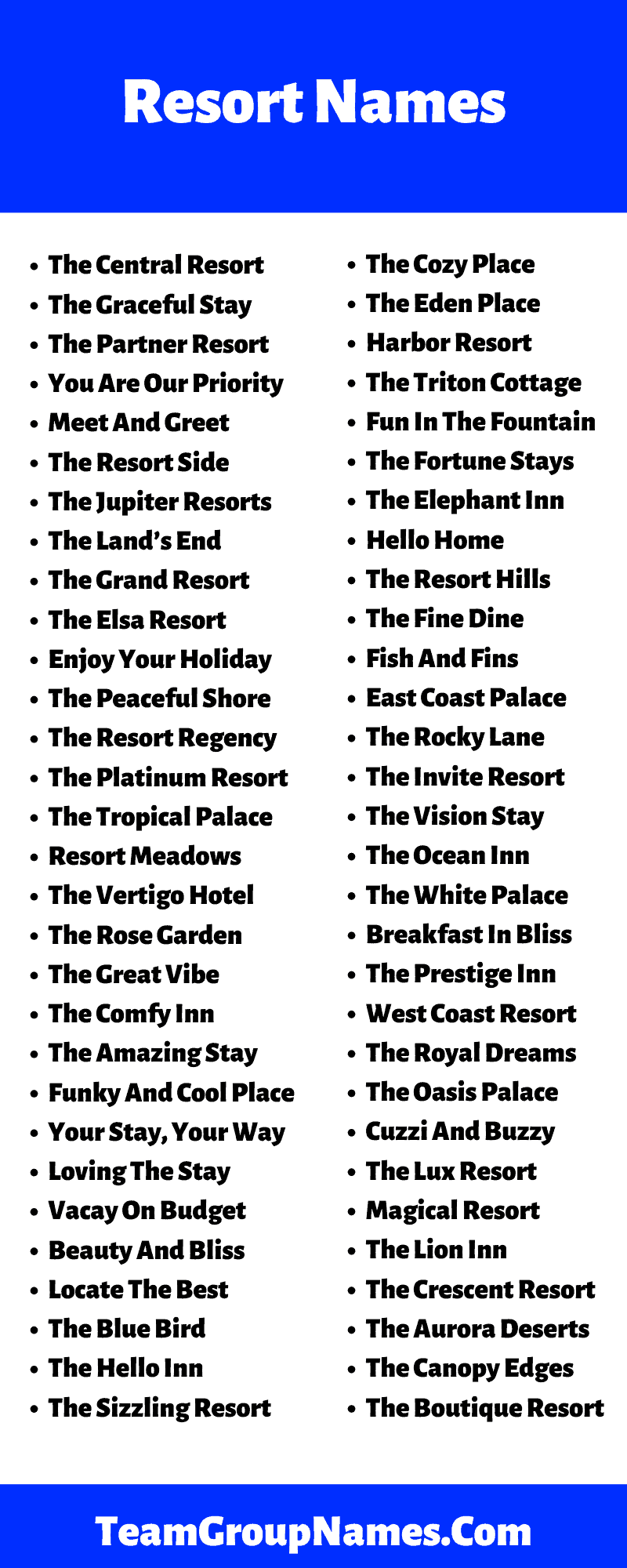 Resort Names Ideas