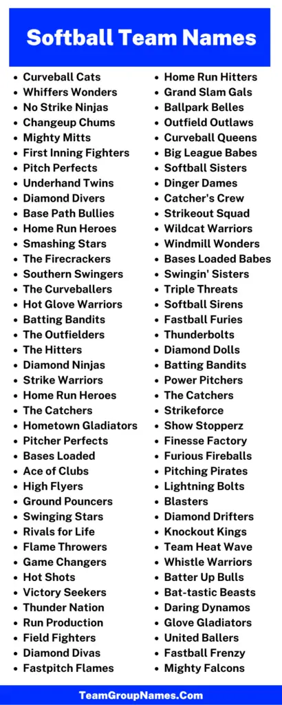 Softball Team Name Ideas