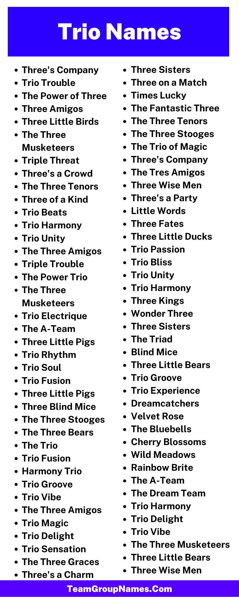 650+ Trio Names and Group Names for Three People