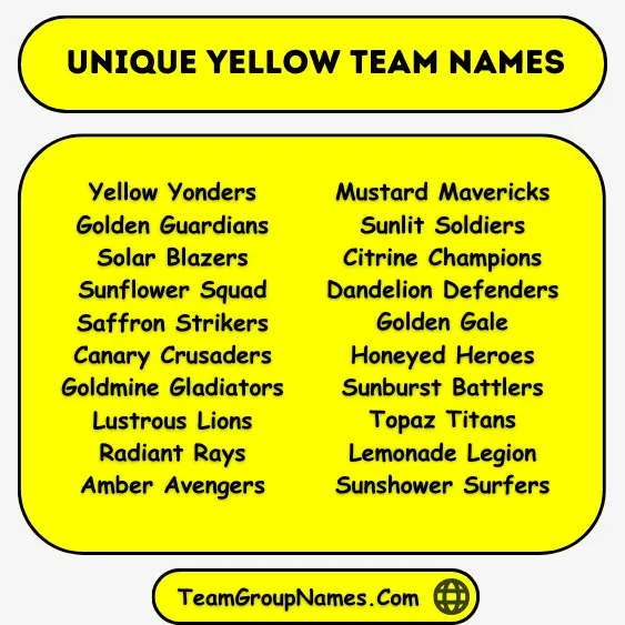 Unique Yellow Team Names