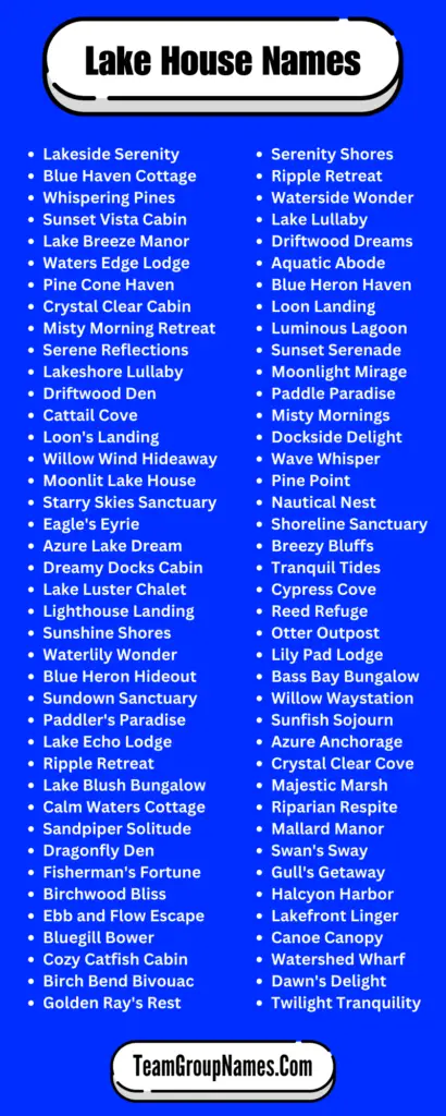 Lake House Names (Infographic)