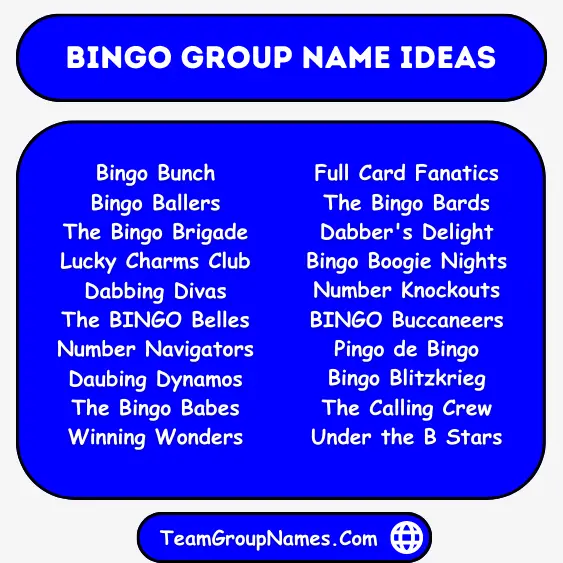 Bingo Group Name Ideas
