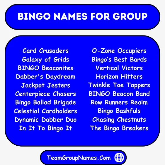 Bingo Names For Group