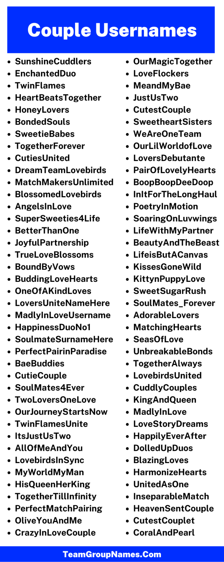 640+ Couple Usernames and Names For Instagram