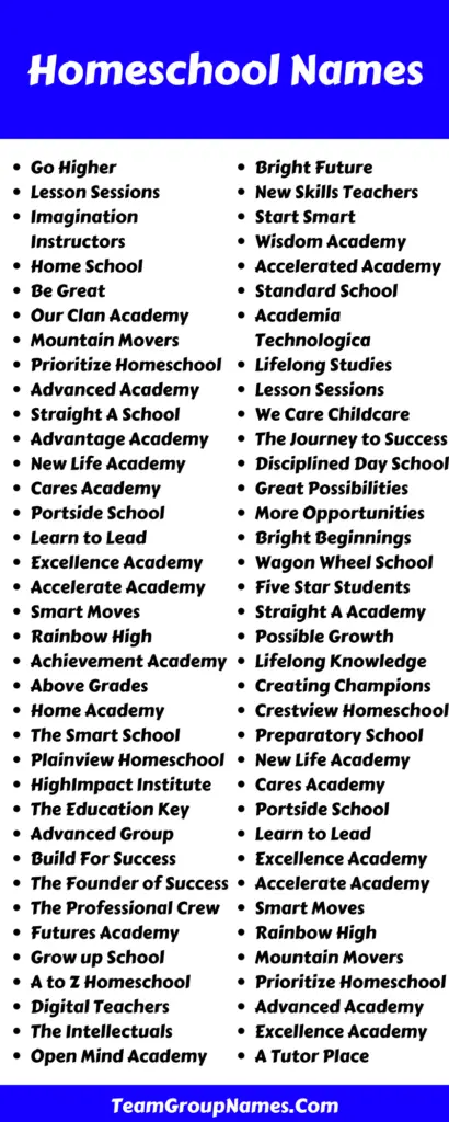 Homeschool Name Ideas