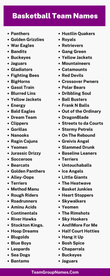 Basketball Team Names Ideas For Your Squad