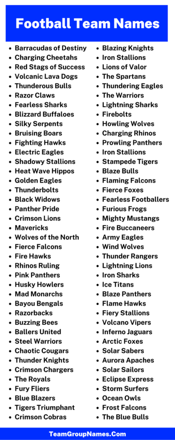 550+ Football Team Names to Make a Statement