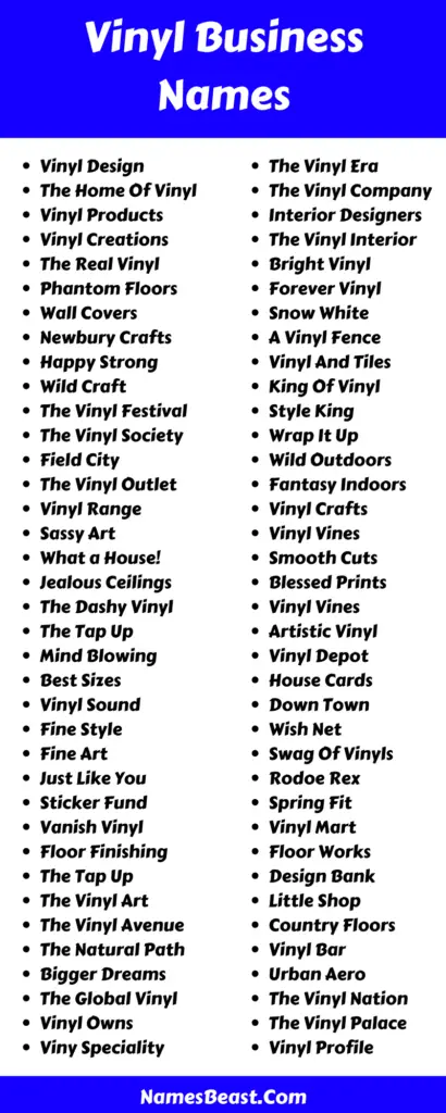 Vinyl Business Name Ideas