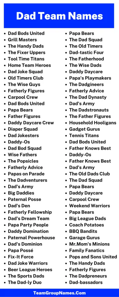 Dad Team Name Ideas