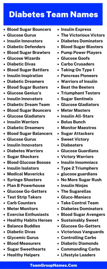 Diabetes Team Name Ideas