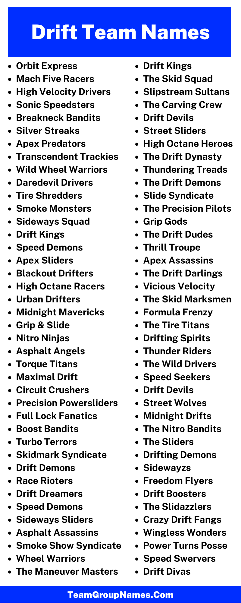 346+ Drift Team Names for Every Skill Level