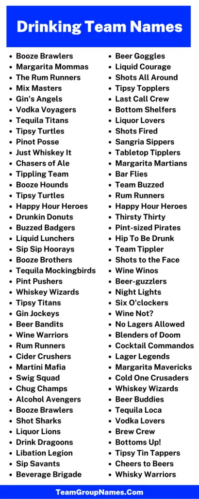 Drinking Team Name Ideas
