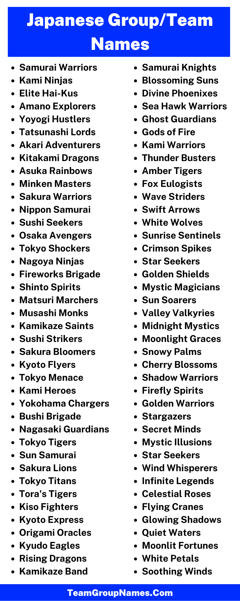 Japanese Group and Team Name Ideas