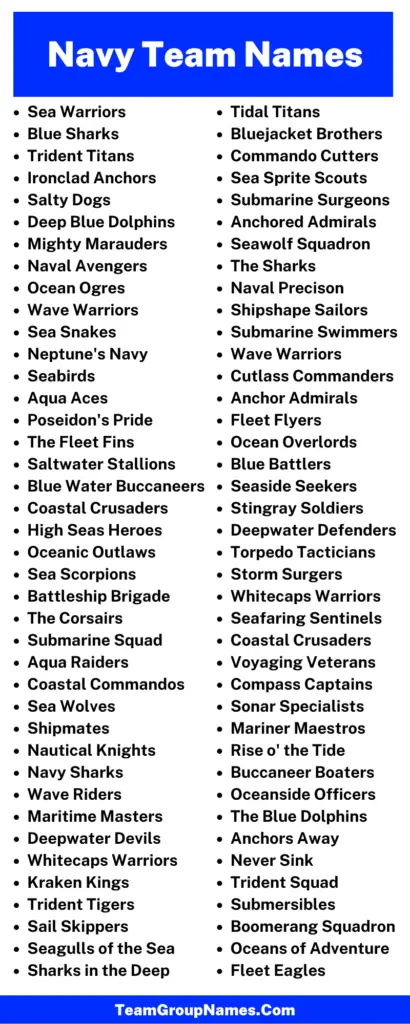 Navy Team Name Ideas