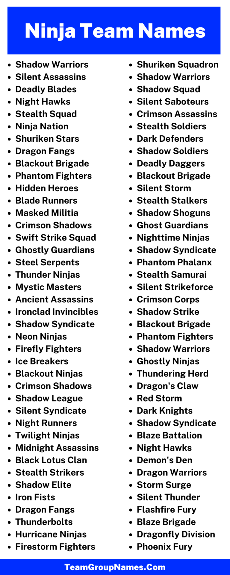 320+ Ninja Team Names For Your Clan