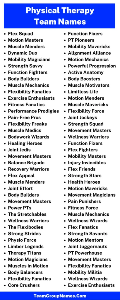 380+ Inspiring Physical Therapy Team Names to Motivate