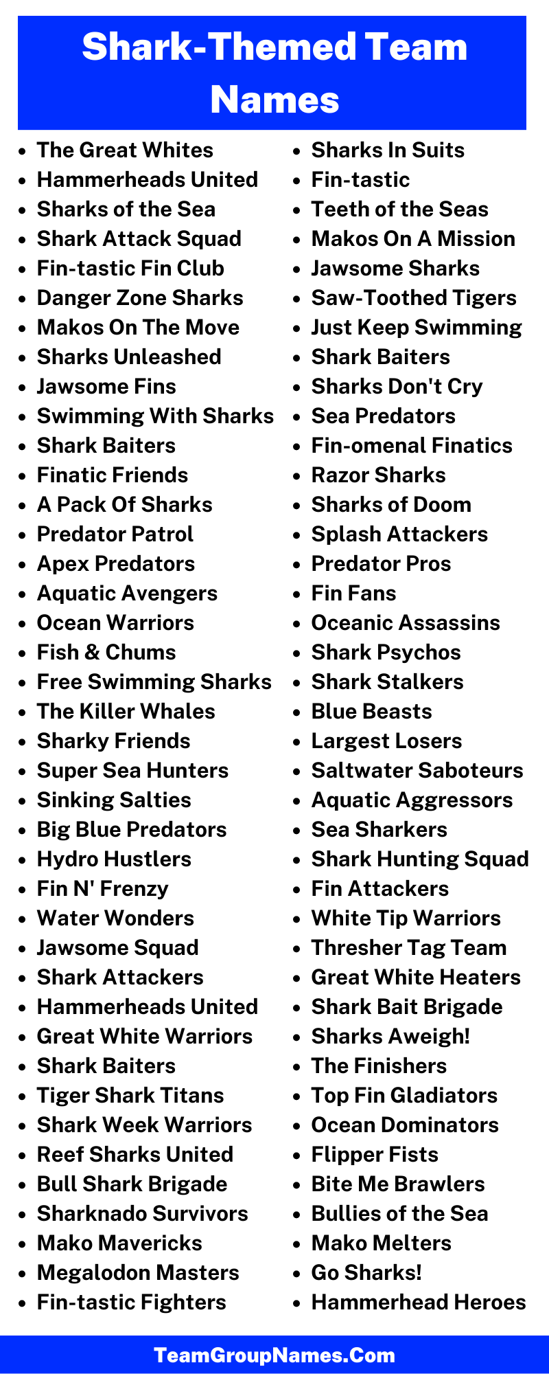 322+ Shark Themed Team Names for the Ultimate Victory