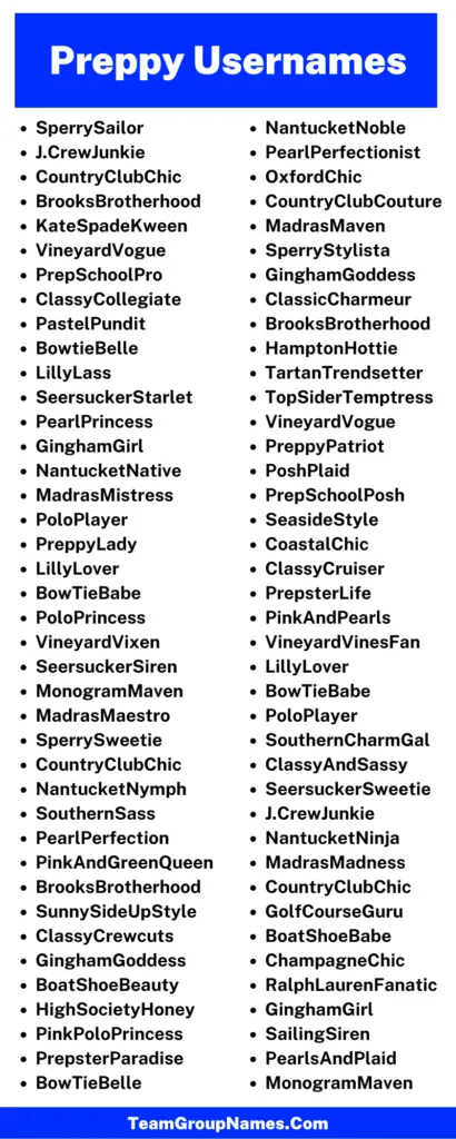 Preppy Username Ideas