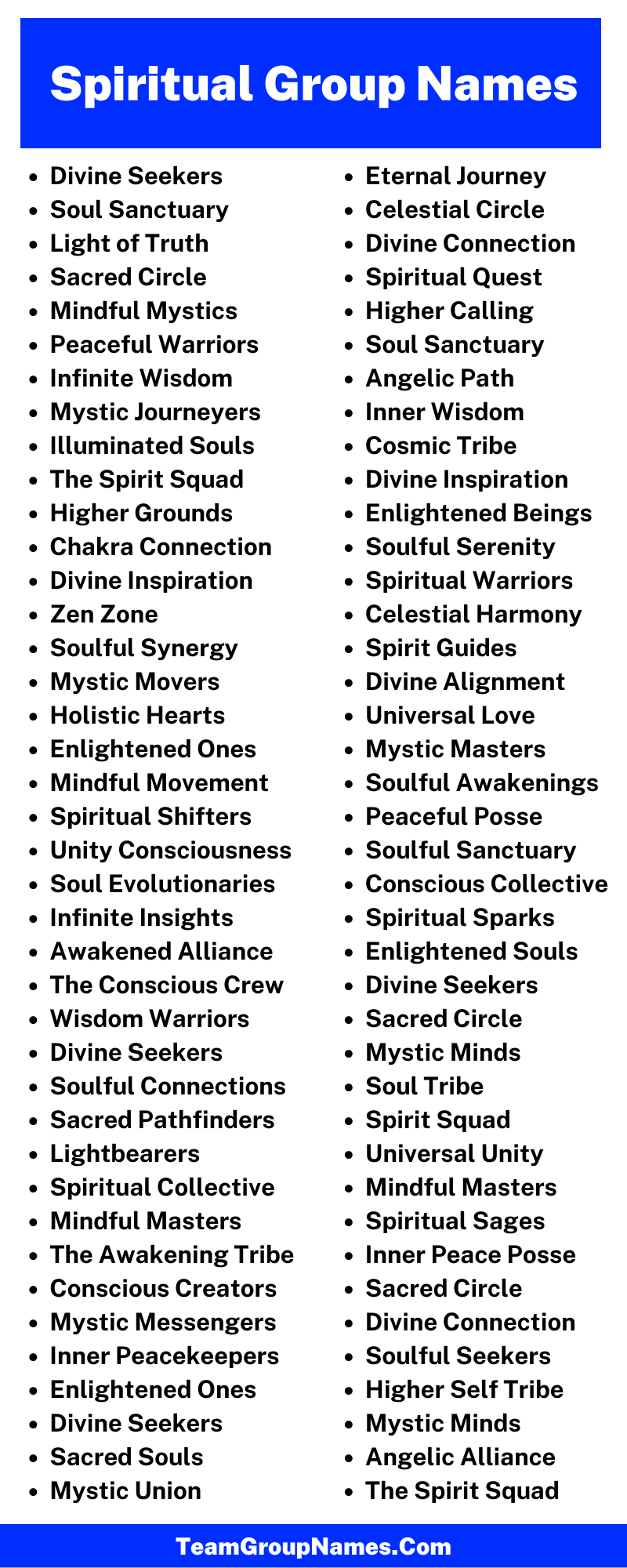 Spiritual Group Name Ideas (Infographic)