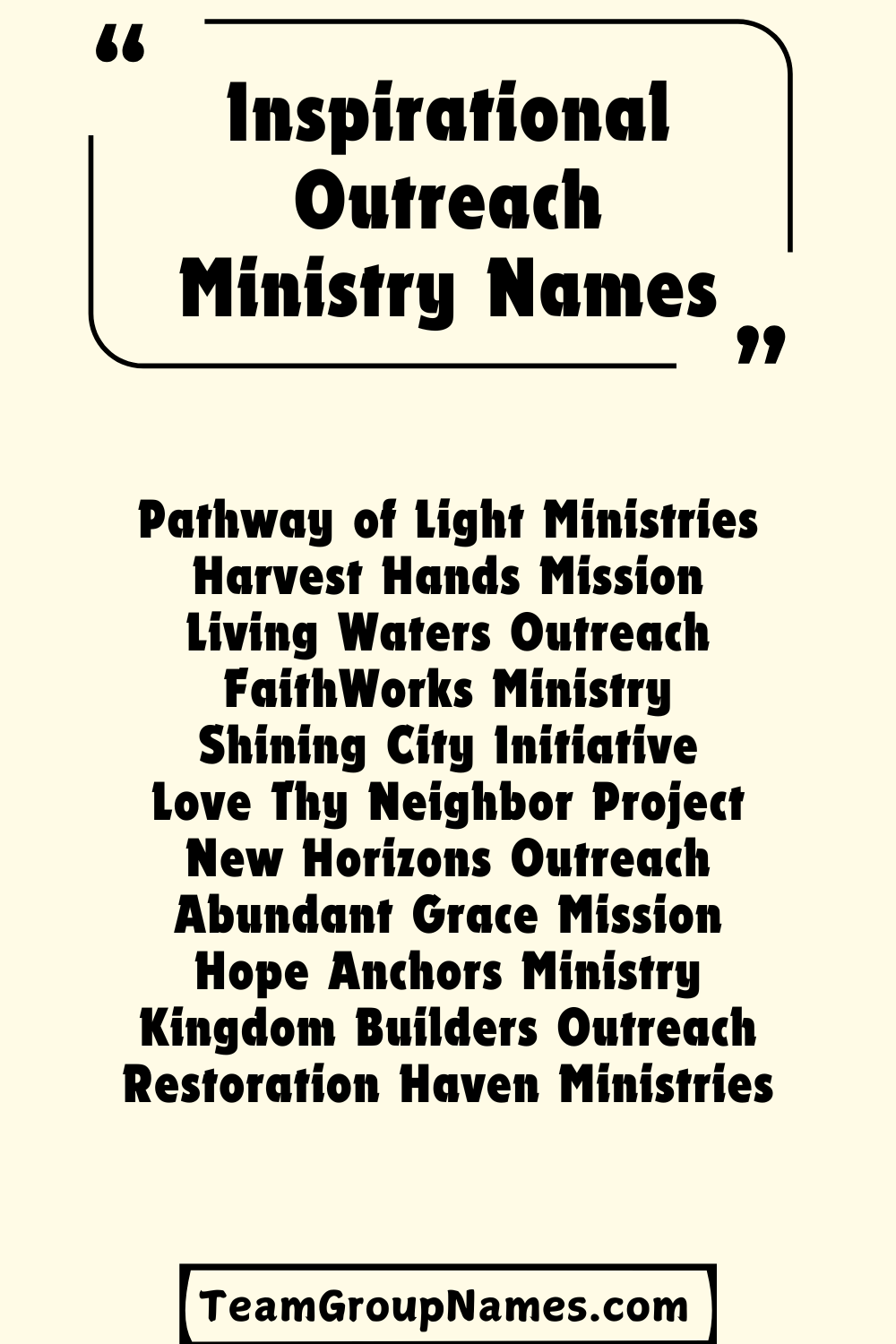 Inspirational Outreach Ministry Names