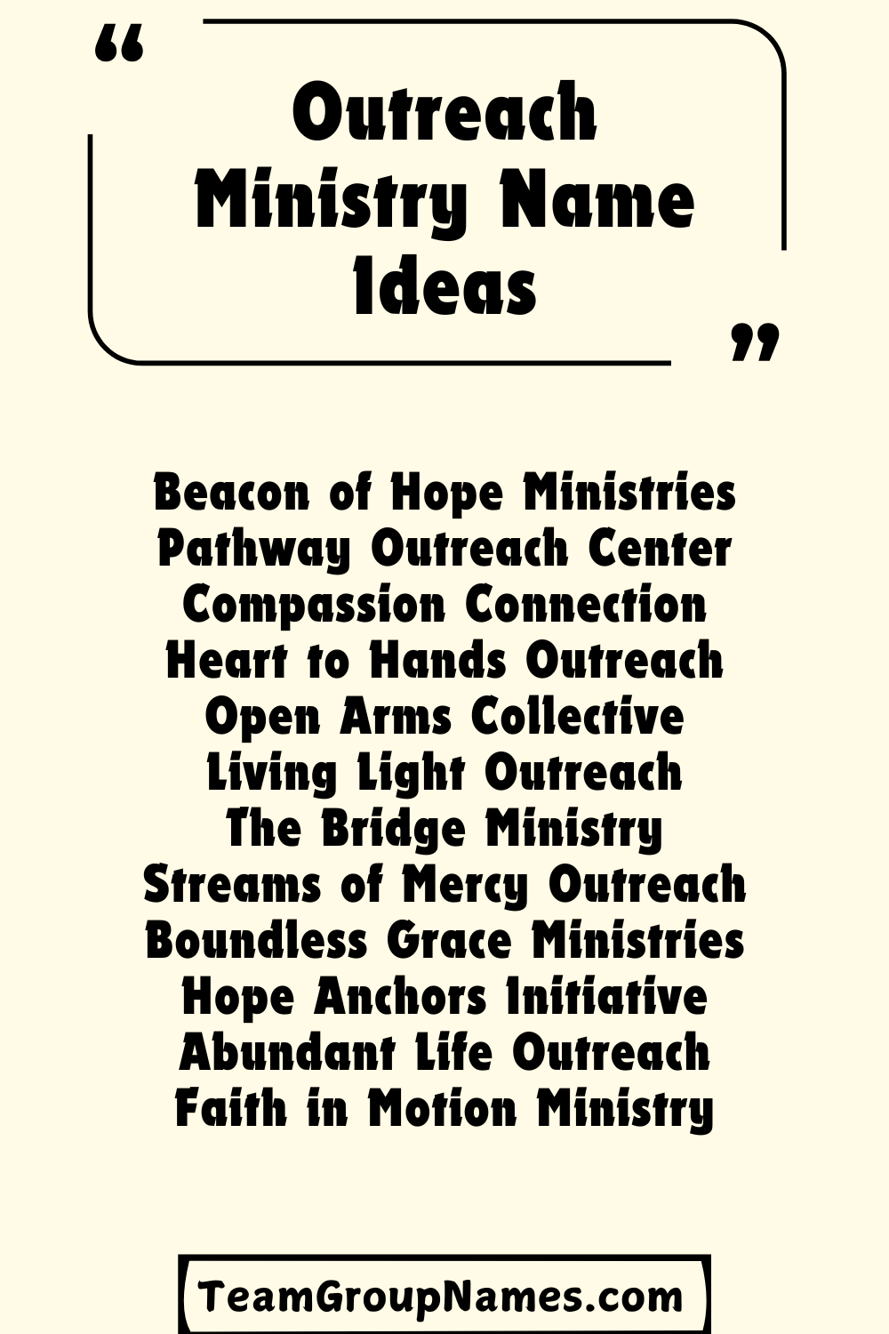 Outreach Ministry Name Ideas