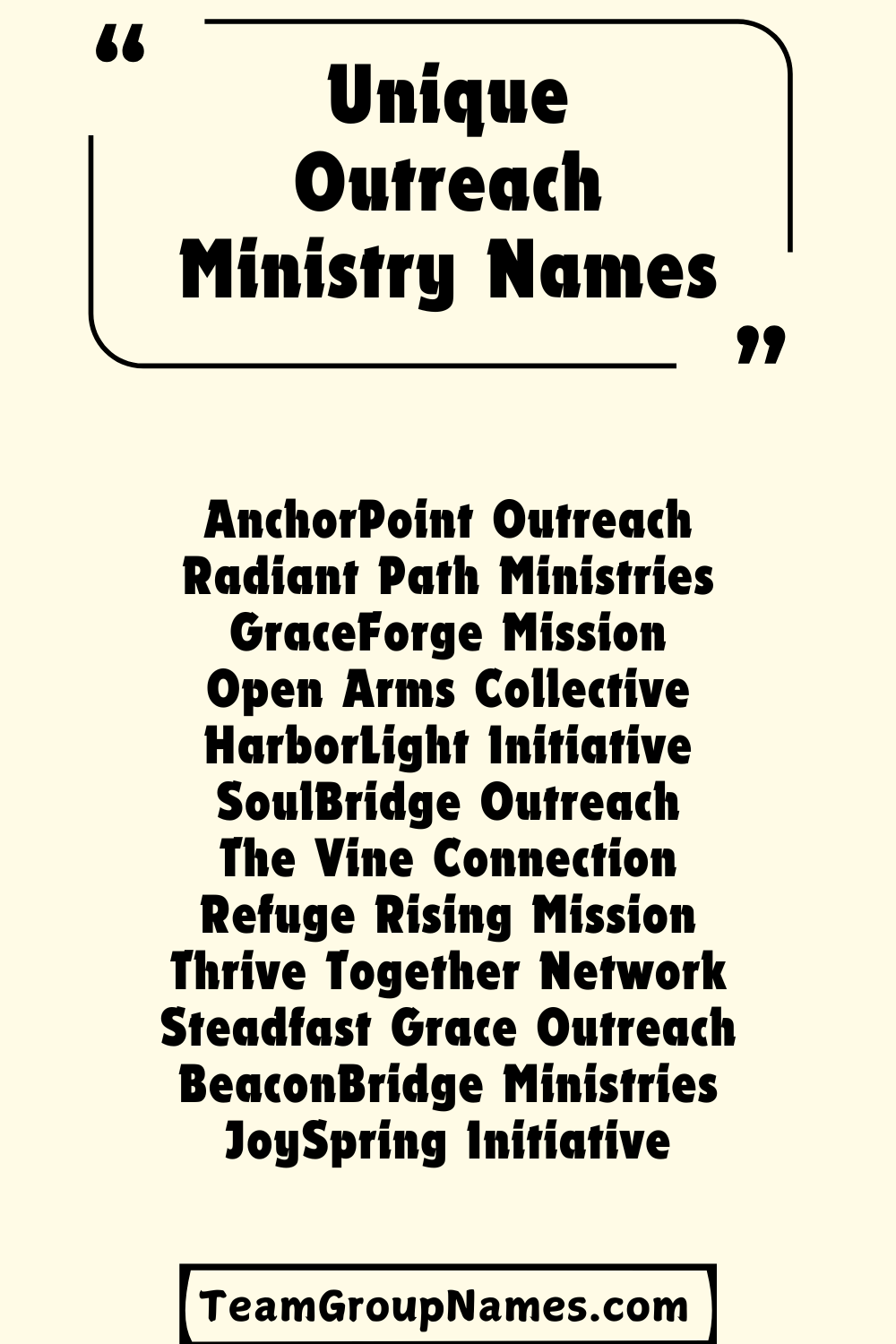 Unique Outreach Ministry Names