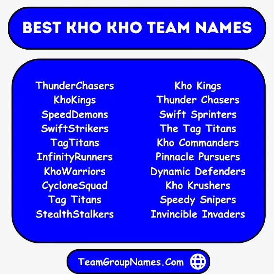 Best Kho Kho Team Names
