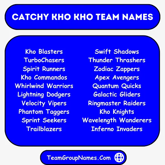 Catchy Kho Kho Team Names