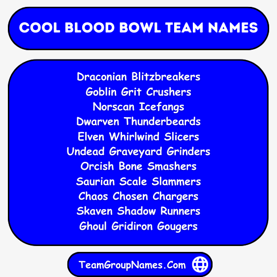 Cool Blood Bowl Team Names