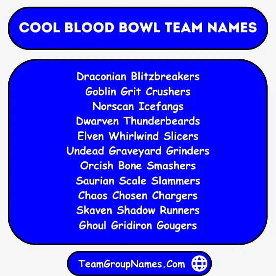 Cool Blood Bowl Team Names