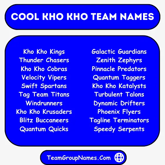 Cool Kho Kho Team Names