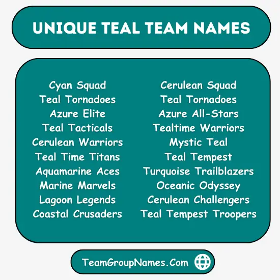 Unique Teal Team Names