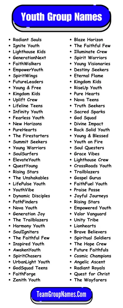 Youth Group Names (Infographic)