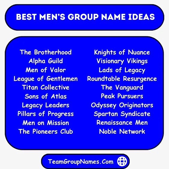 Best Mens Group Name Ideas