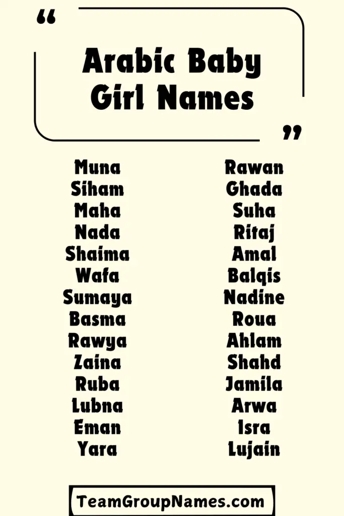 Arabic Baby Girl Names