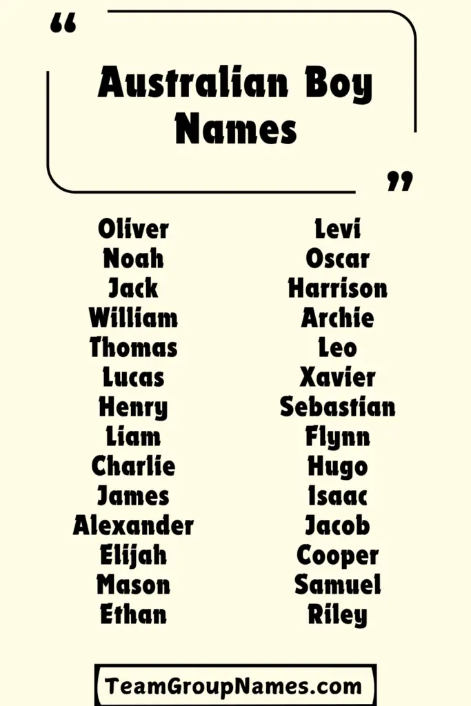 Australian Boy Names