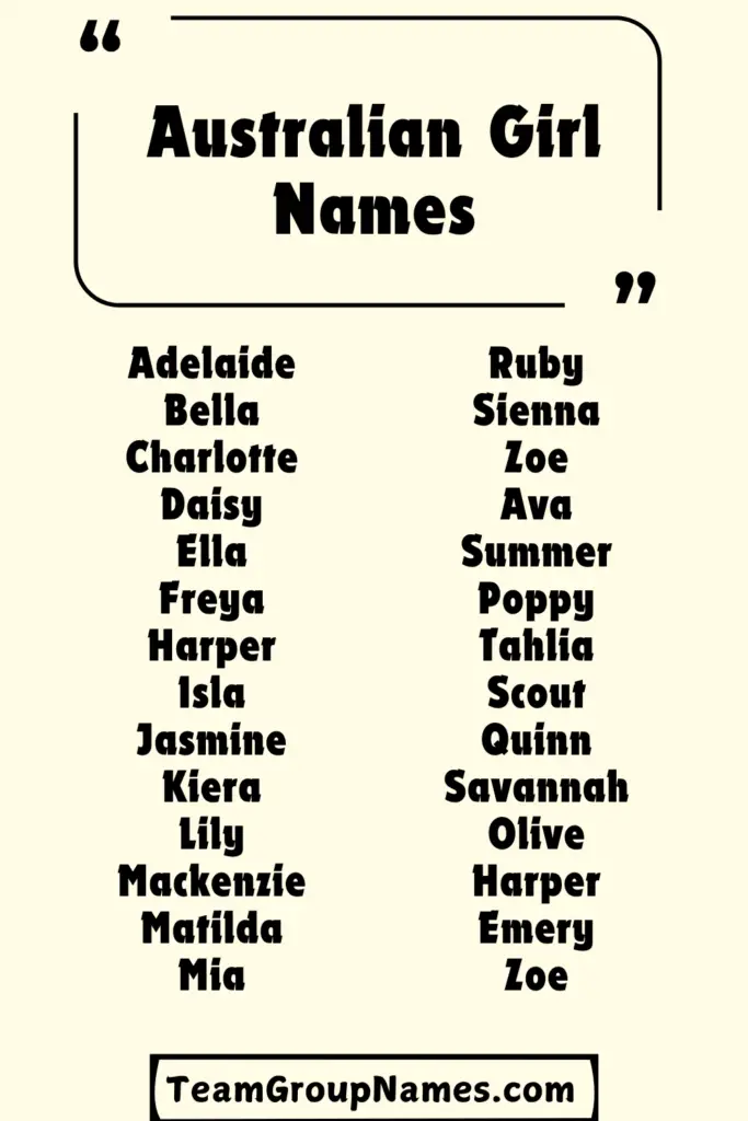 Australian Girl Names