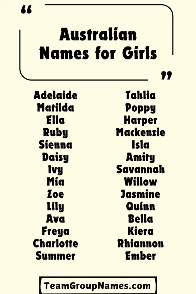 Australian Names for Girls