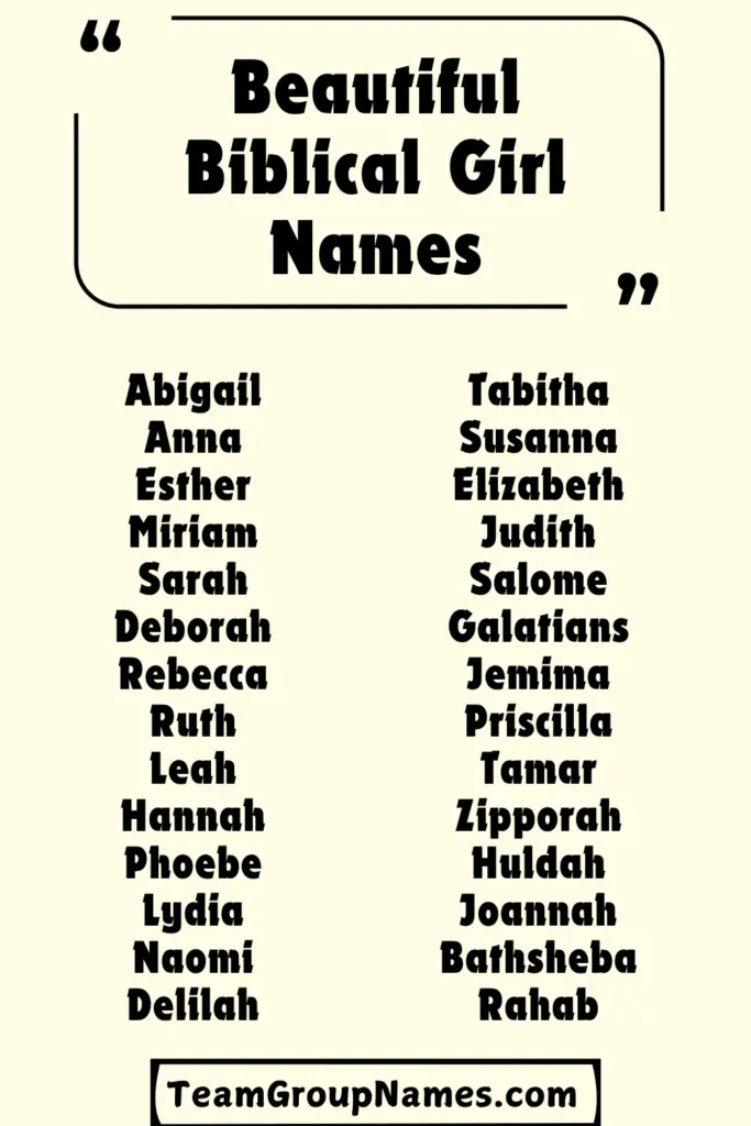 Beautiful Biblical Girl Names